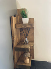 Load image into Gallery viewer, Handmade Wooden Corner Shelf | Freestanding Wall Corner Unit | Antique Pine & Medium Oak