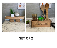 Load image into Gallery viewer, SET OF 2 | Kitchen Organiser Box and Wooden Shelf