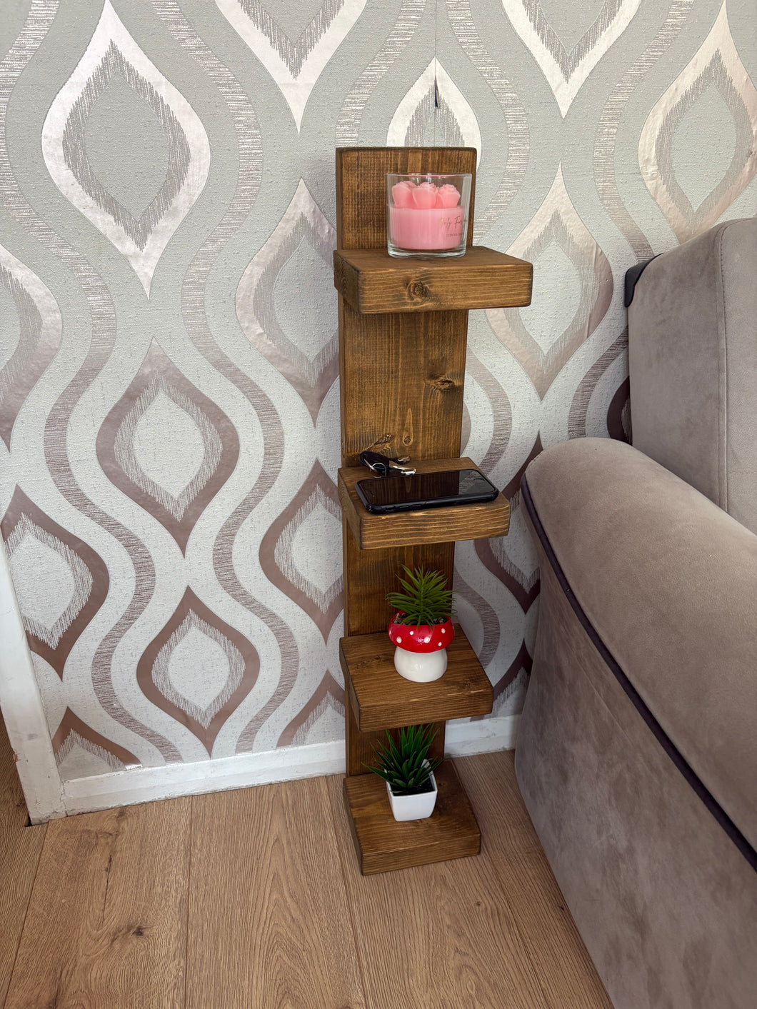 Solid 4 Tier Shelf, Side Sofa Organiser