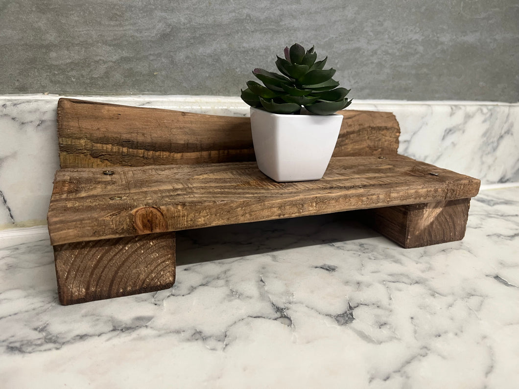 Super Rustic Wooden Bathroom Shelf Riser, Hand-Crafted Kitchen Stand