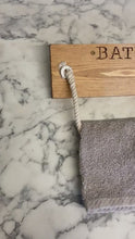 Load and play video in Gallery viewer, Bathroom Towel Rail | Handmade Engraved Bath Holder
